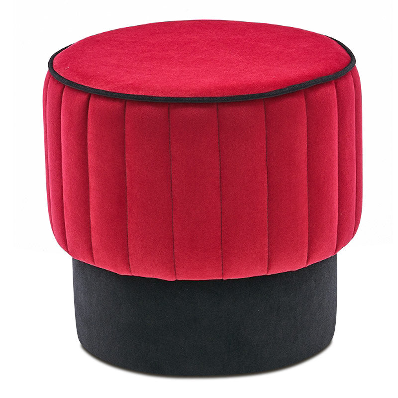 Red Velvet Stool TOMMY with black base, 40x40x40 cm dimensions, perfect for home or business use.