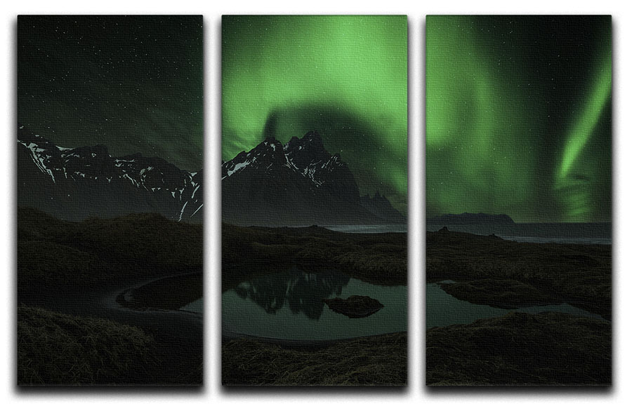 Vesturhorn 3 Split Panel Canvas Print featuring three cohesive and captivating designs, perfect for enhancing any living space.