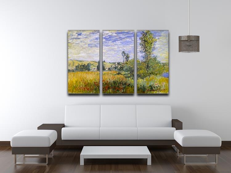 Vethueil by Monet Split Panel Canvas Print featuring three panels of stunning artwork, perfect for home decor.
