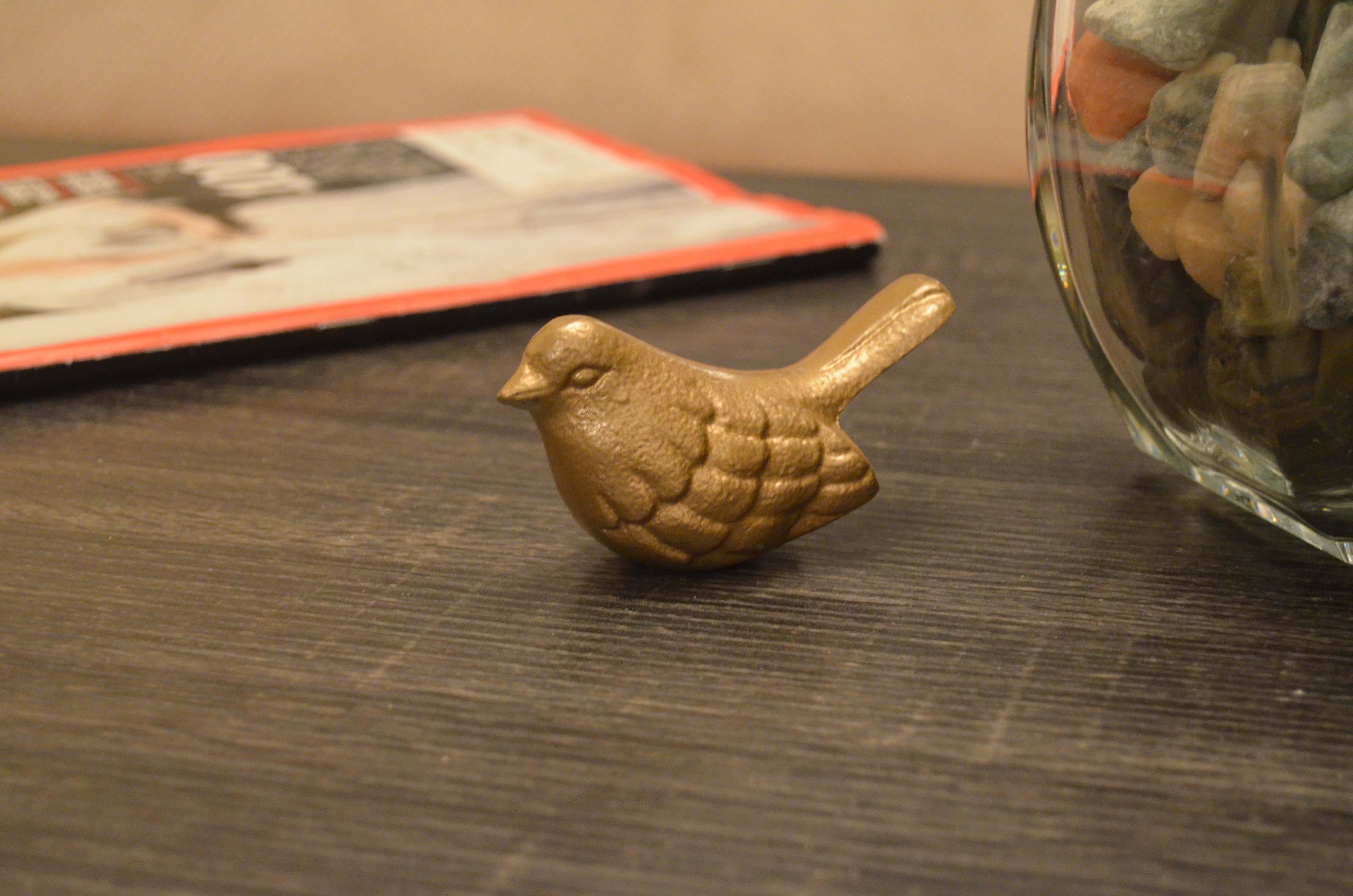 Handcrafted Vibhsa Bird Figurines in marigold color, symbolizing health and happiness, made of aluminum.