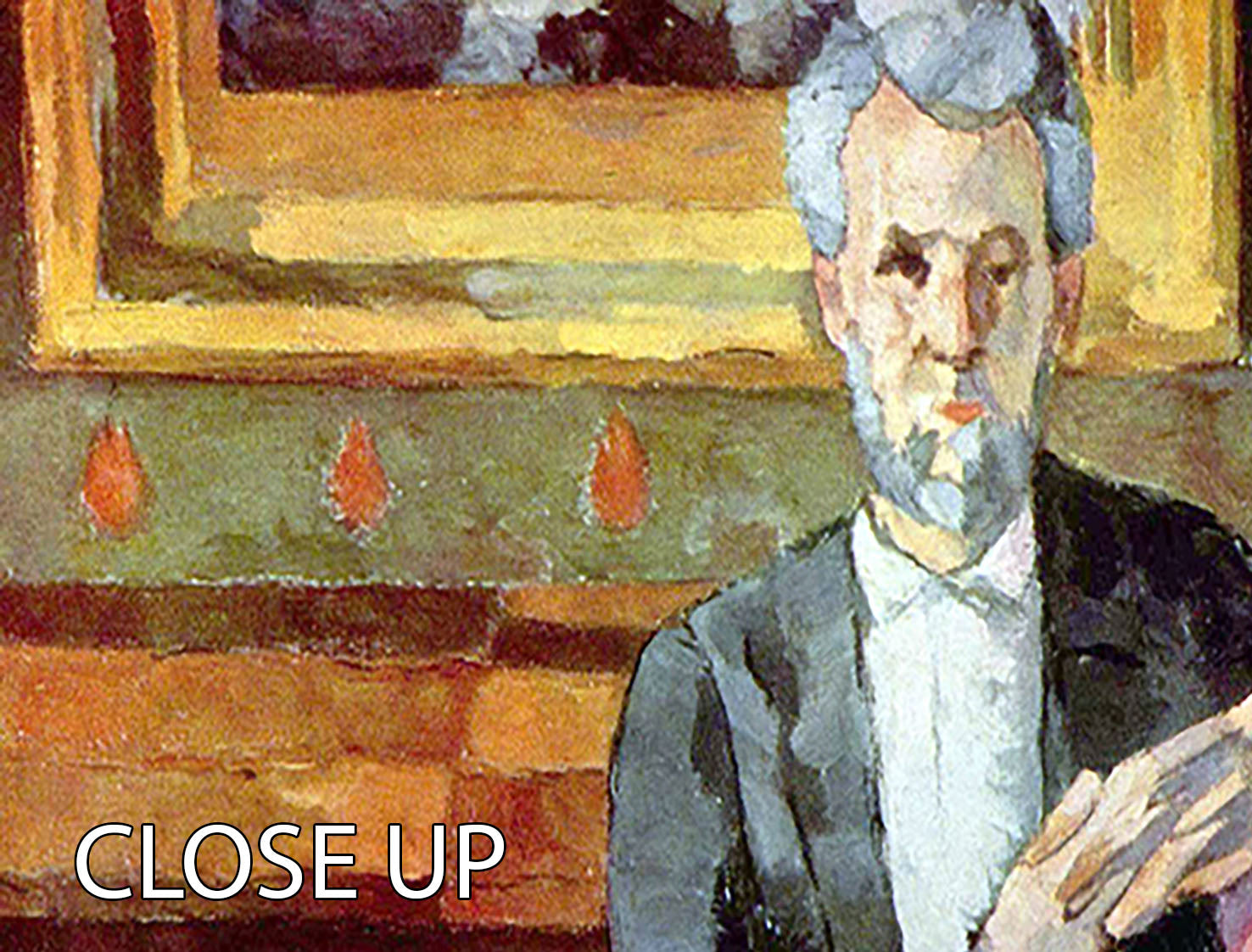 A stunning 3-panel canvas print of Victor Chocquet seated portrait by Cezanne, showcasing vibrant colors and intricate details.