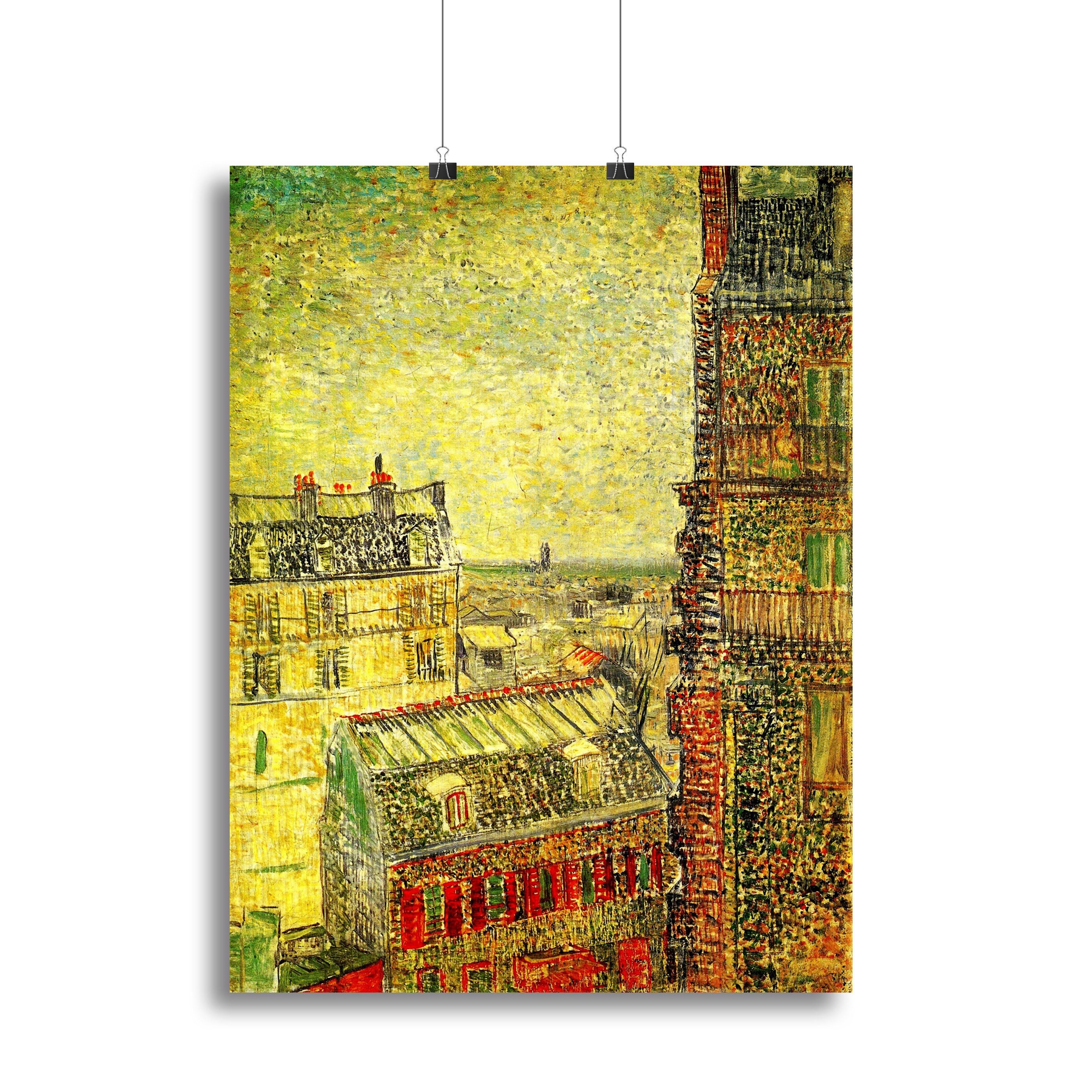 Canvas print of Van Gogh's View of Paris from his room, showcasing vibrant colors and brush strokes.