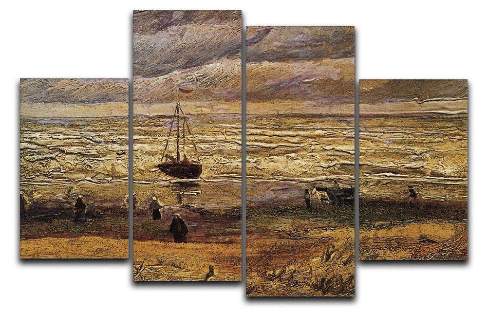 A stunning 4-split canvas artwork featuring Van Gogh's View of the Sea at Scheveningen, showcasing vibrant colors and dynamic design.
