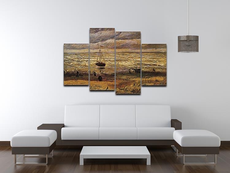 A stunning 4-split canvas artwork featuring Van Gogh's View of the Sea at Scheveningen, showcasing vibrant colors and dynamic design.