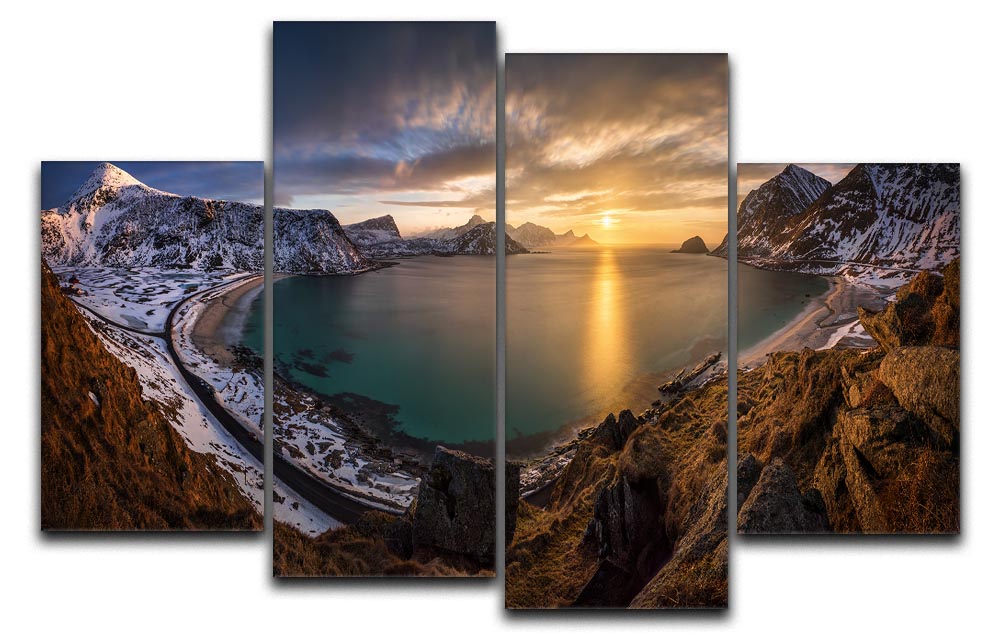 Vikbukta 4 Split Panel Canvas artwork featuring four equal sections creating a cohesive design.