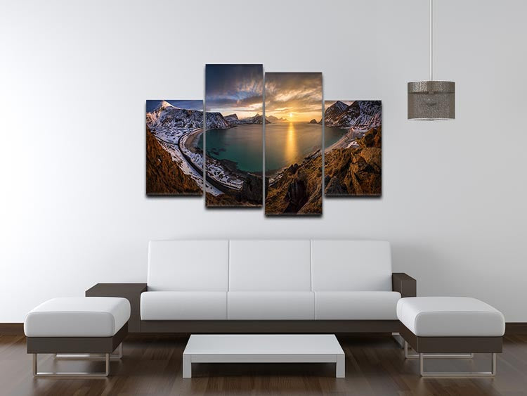 Vikbukta 4 Split Panel Canvas artwork featuring four equal sections creating a cohesive design.