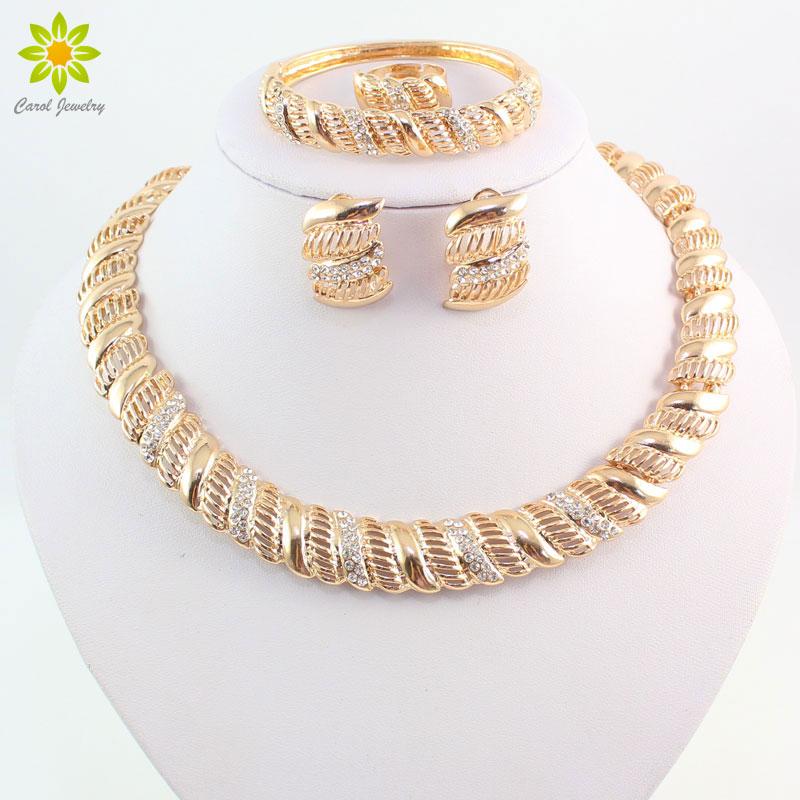Vintage African Crystal Jewelry Set featuring gold plating and sparkling crystals, perfect for weddings and special occasions.