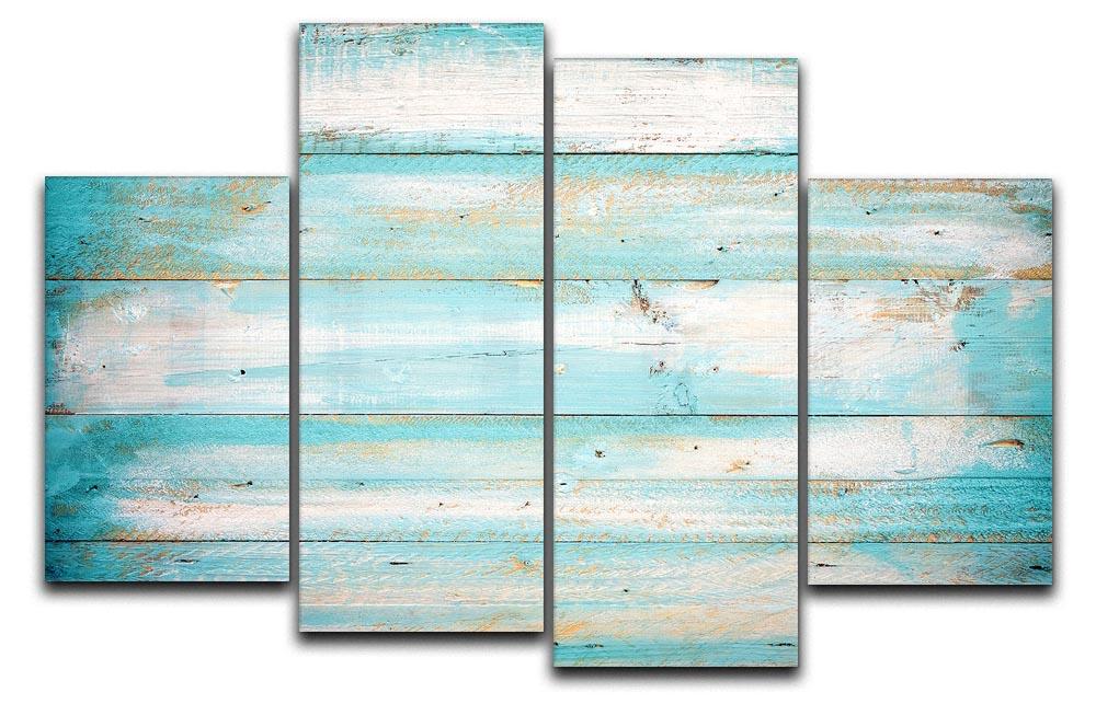 Vintage beach wood 4 split panel canvas artwork showcasing serene coastal imagery in four separate panels.