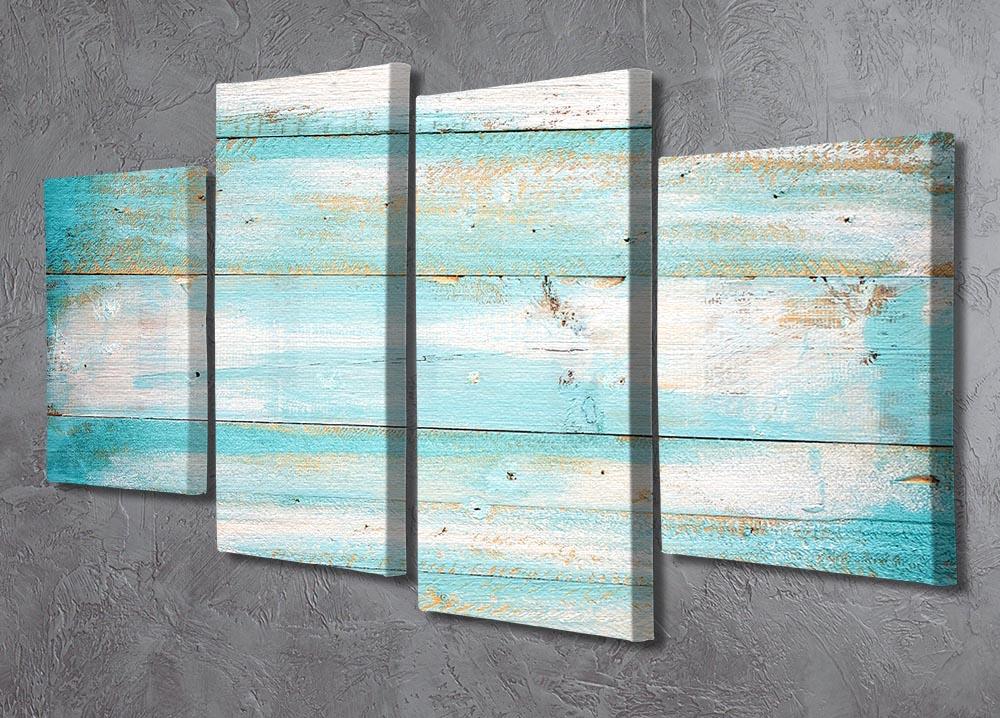 Vintage beach wood 4 split panel canvas artwork showcasing serene coastal imagery in four separate panels.