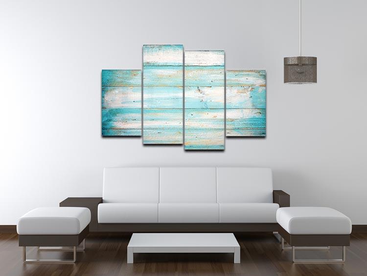 Vintage beach wood 4 split panel canvas artwork showcasing serene coastal imagery in four separate panels.