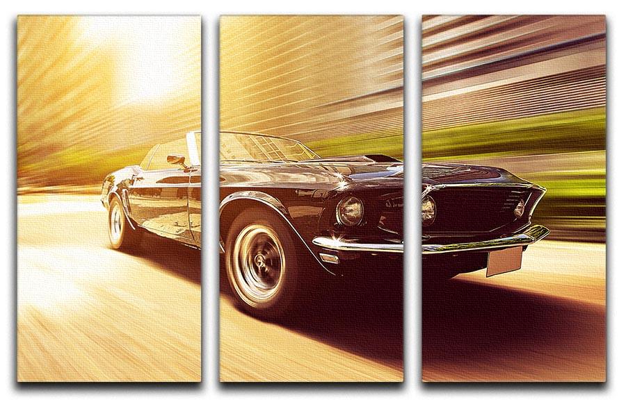 Vintage Car 3 Split Panel Canvas Print showcasing a classic car design across three canvases, enhancing any interior decor.