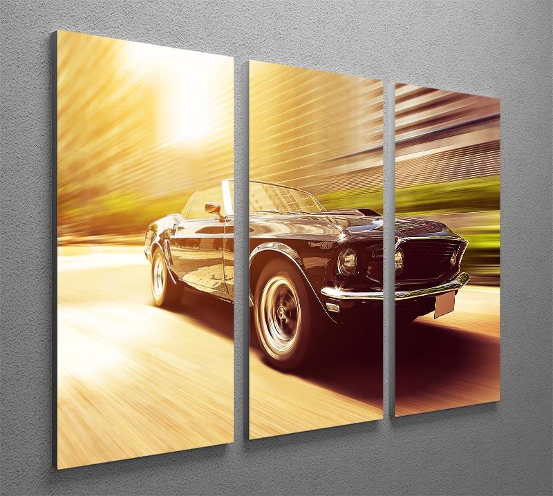 Vintage Car 3 Split Panel Canvas Print showcasing a classic car design across three canvases, enhancing any interior decor.