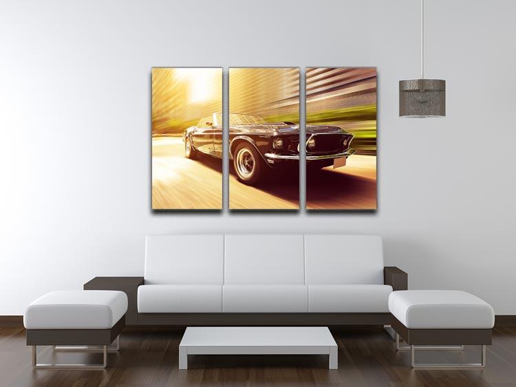Vintage Car 3 Split Panel Canvas Print showcasing a classic car design across three canvases, enhancing any interior decor.