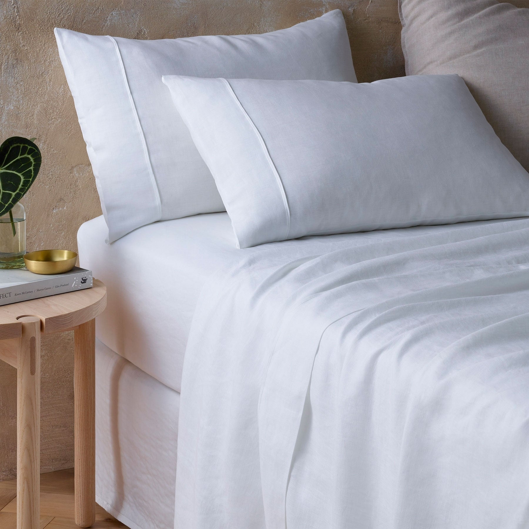 Vintage Design Homewares White Hemp Sheet Set for Super King bed, featuring a minimalist textured design in soft white color.