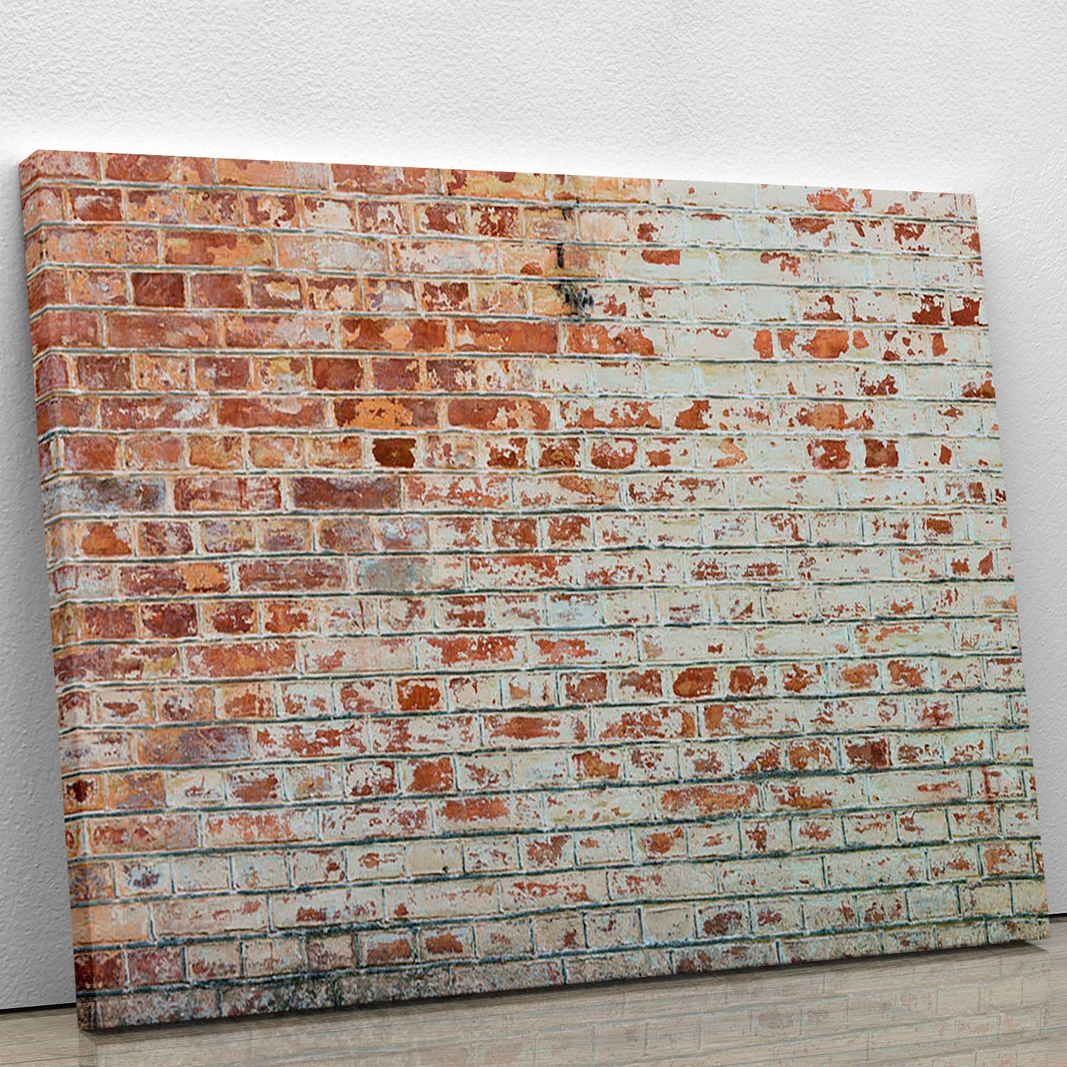 A vintage dirty brick wall canvas print showcasing a rustic design, perfect for home or office decor.