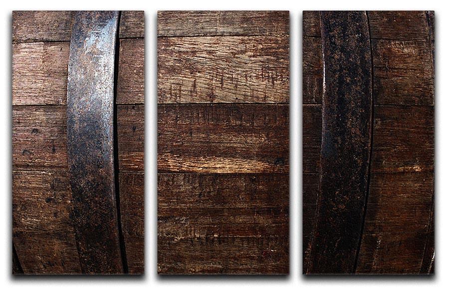 Vintage texture of oak barrel depicted in a 3-panel canvas print, showcasing rustic charm and elegance.