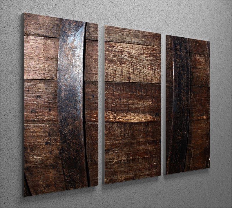 Vintage texture of oak barrel depicted in a 3-panel canvas print, showcasing rustic charm and elegance.