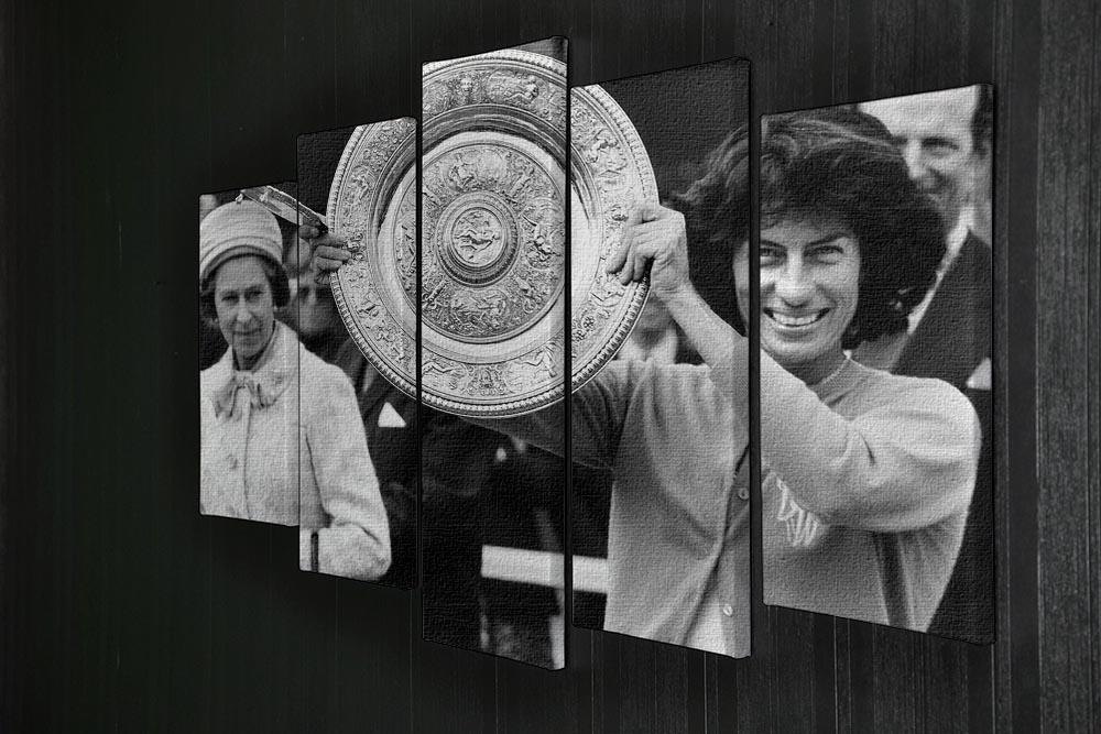 Virginia Wade tennis player 5 split panel canvas artwork featuring dynamic design and vibrant colors.