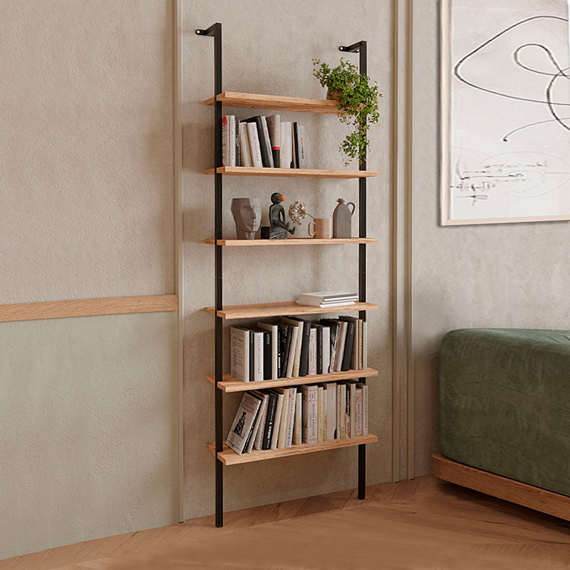 ANDALUSIA Wall Bookcase in Black and Pine Oak, showcasing its sleek design and spacious shelves.