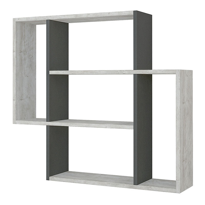 Wall Shelf CLARA in Ancient White and Anthracite, showcasing its elegant design and sturdy melamine construction.