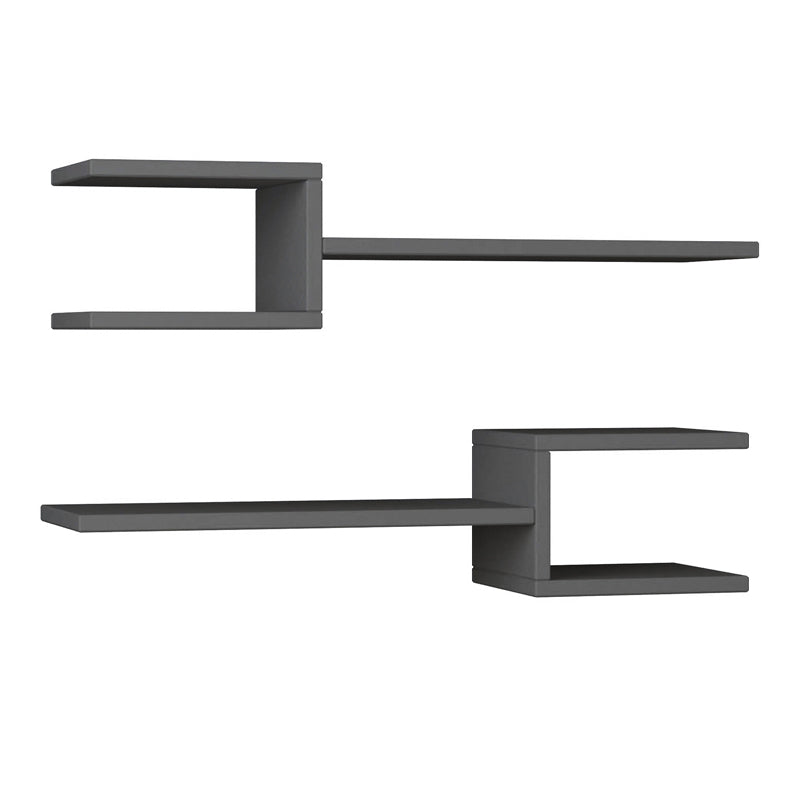 Two anthracite KONDOR wall shelves, each measuring 75x19.5x18 cm, showcasing a modern design suitable for home or office.