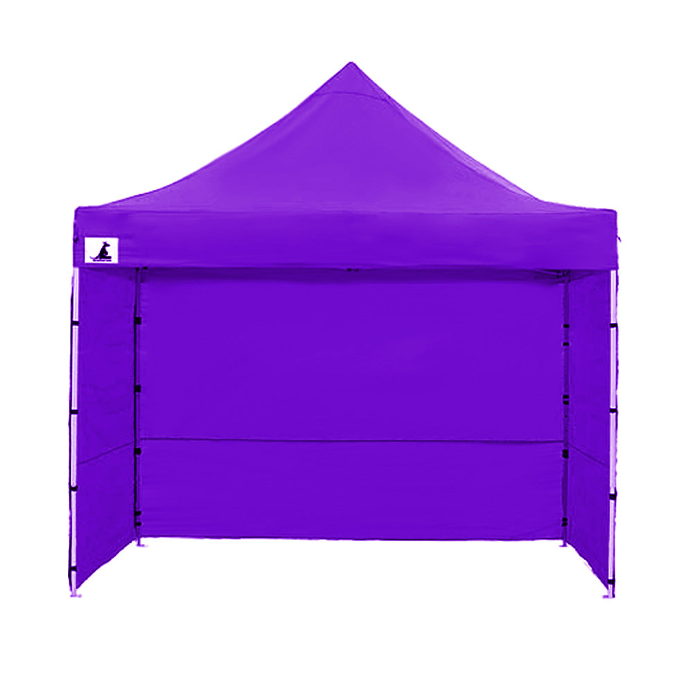 Wallaroo Gazebo Tent Marquee 3x3 in purple, showcasing its pop-up design and sturdy frame, ideal for outdoor events.