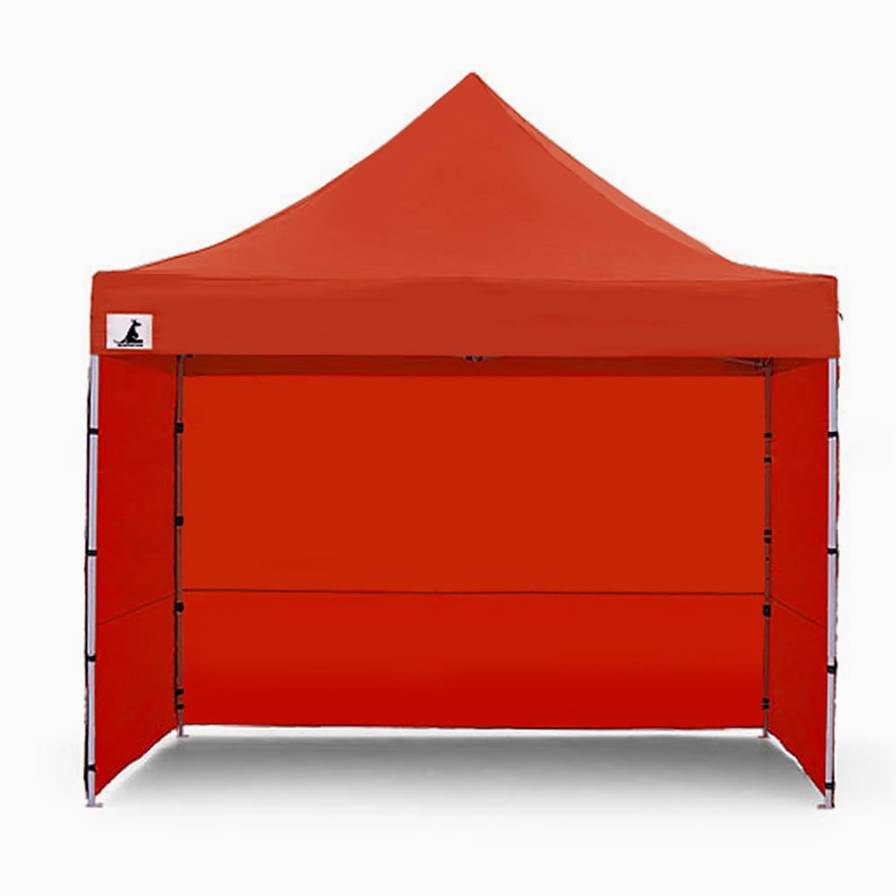 Wallaroo Gazebo Tent Marquee 3x3 in red, showcasing its sturdy frame and water-resistant roof, ideal for outdoor events.