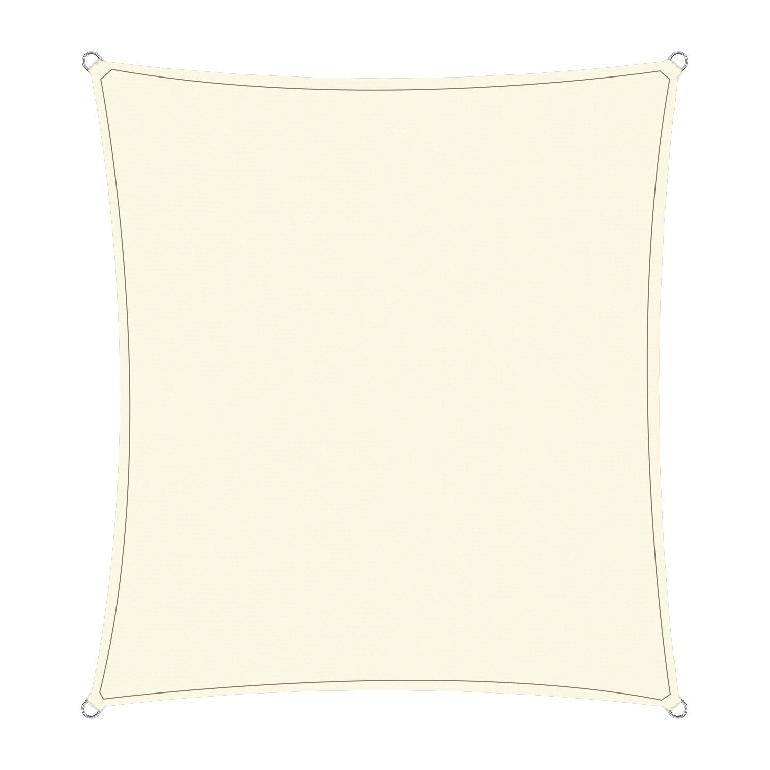 Wallaroo UV-Stabilised Waterproof Shade Sail 3x3M in cream color, showcasing its breathable fabric and stainless steel D rings.