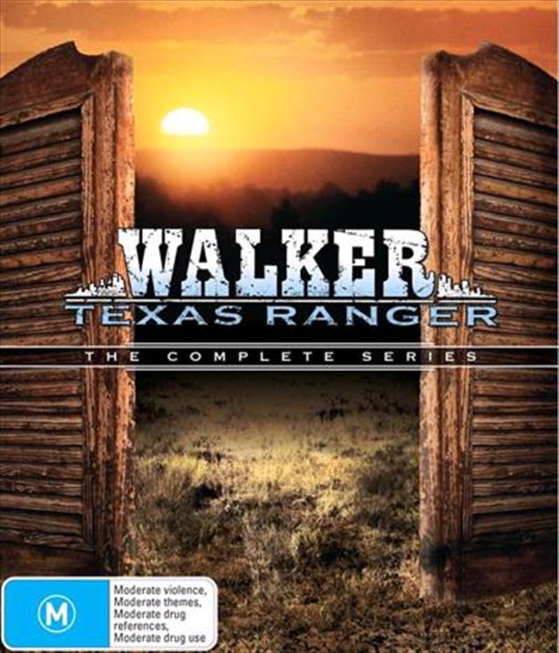 Walker, Texas Ranger Complete Series DVD featuring Chuck Norris, showcasing the iconic cover art with action scenes.