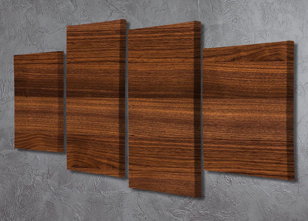 A beautiful 4-split canvas artwork made of walnut wood, showcasing rich grain patterns and a cohesive design when hung together.