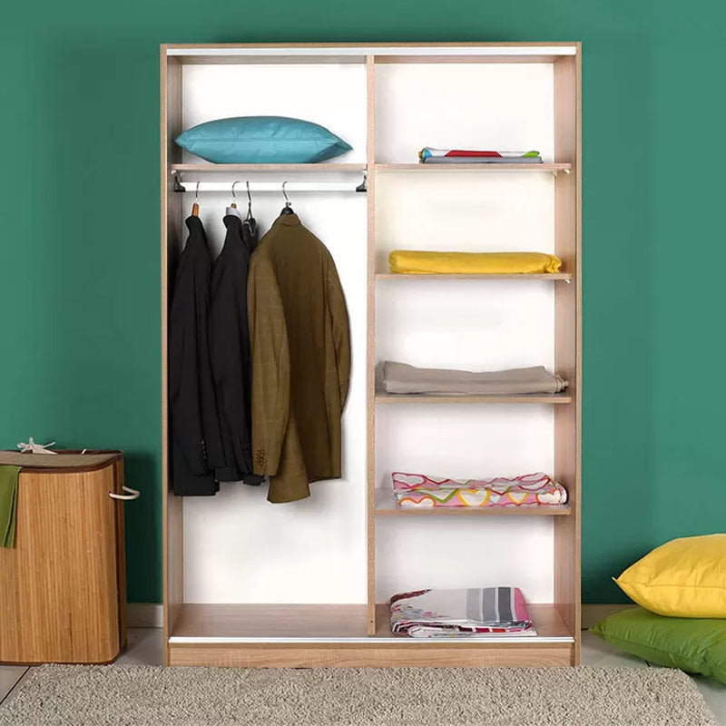 EUGEN Wardrobe with mirror in sonoma finish, featuring sliding doors and spacious interior for organized storage.