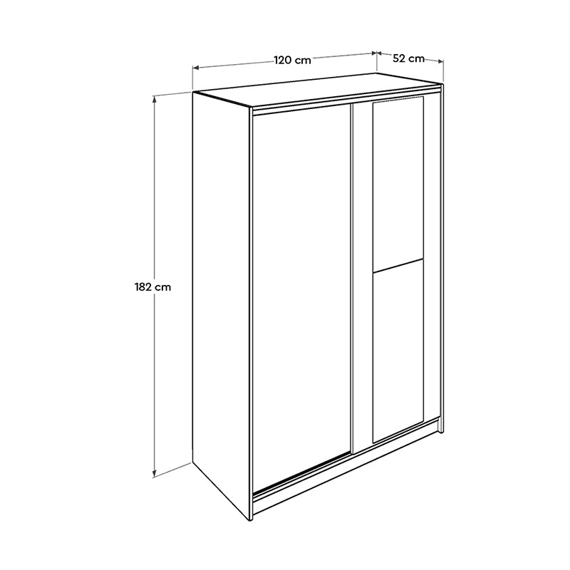 EUGEN Wardrobe with mirror in sonoma finish, featuring sliding doors and spacious interior for organized storage.