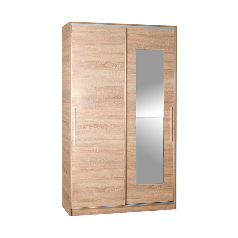 Wardrobe MICHELLE in sonoma finish with sliding doors and full-length mirror, ideal for bedroom storage.