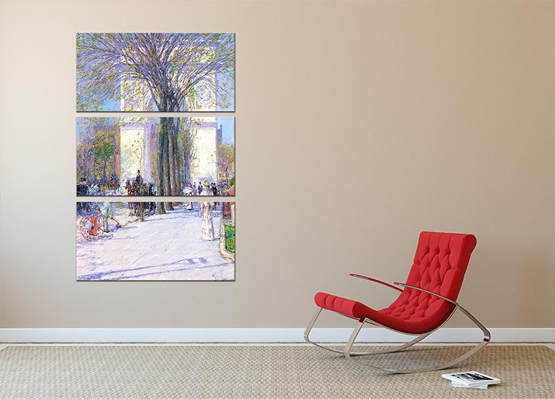 A stunning 3-panel canvas art featuring the Washington triumphal arch in spring, showcasing vibrant colors and intricate details.