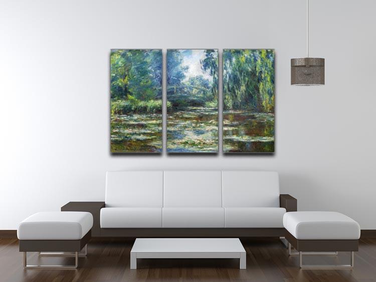 A beautiful split panel canvas print featuring Monet's Water Lilies, showcasing vibrant colors and impressionist style.