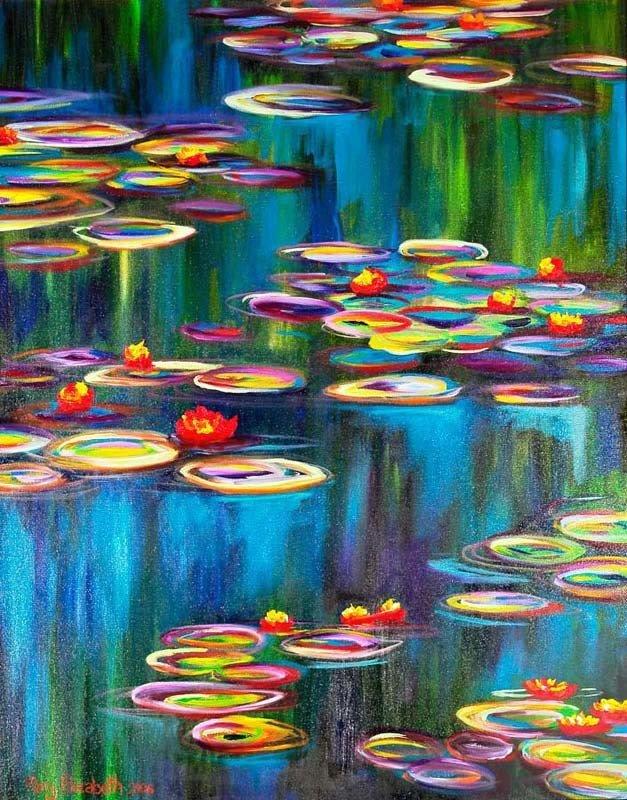 Glossy prints of Water Lily Pads showcasing vibrant colors and intricate details, perfect for home decor.