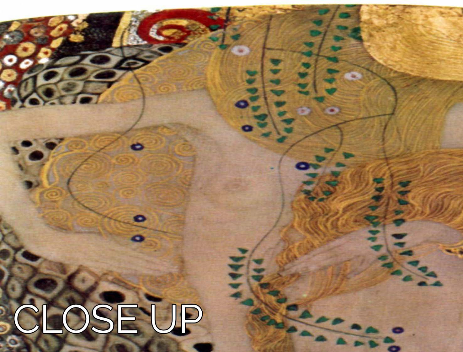 Three-panel canvas print of Water Snakes Friends I by Klimt, showcasing vibrant colors and intricate details.