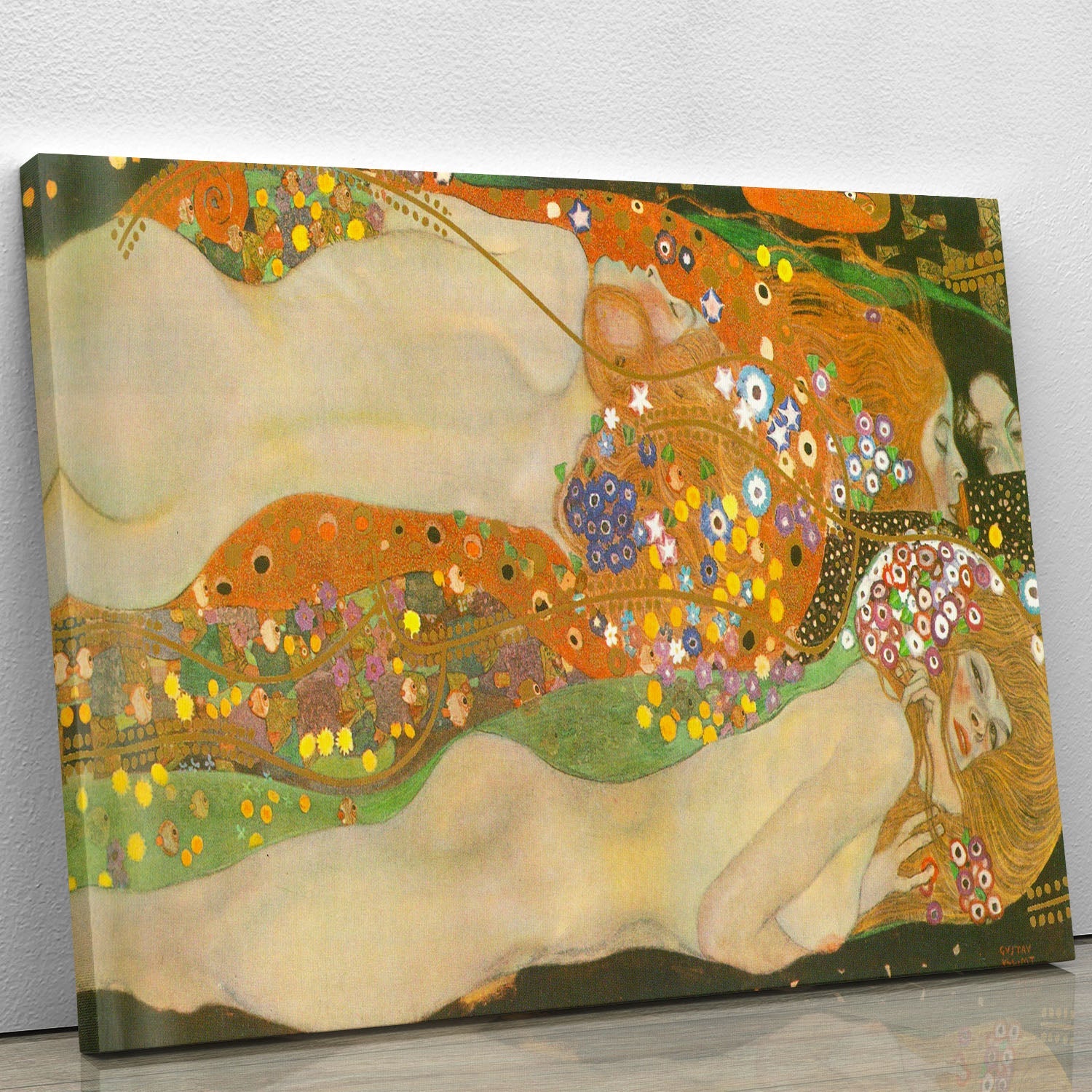 Water Snakes Friends II by Klimt canvas print featuring intricate patterns and vibrant colors, perfect for modern decor.