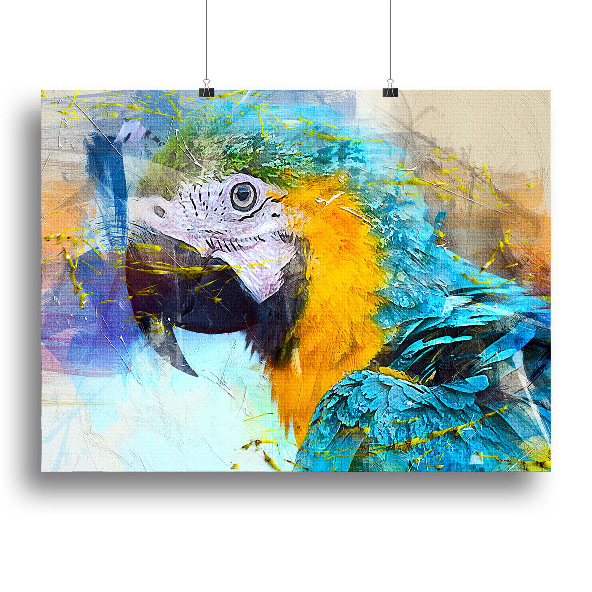 A vibrant watercolour painting of a parrot, showcasing intricate details and bright colors, perfect for home decor.