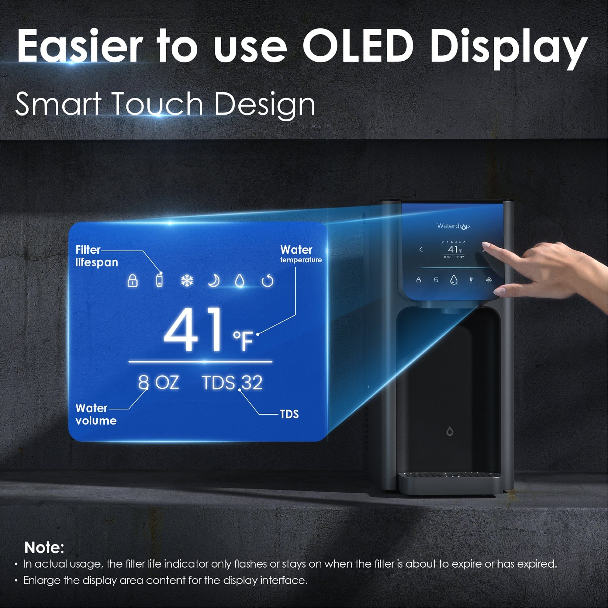 Waterdrop Reverse Osmosis Hot Cold Water Dispenser A1 with sleek design and advanced features for instant hot and cold water.