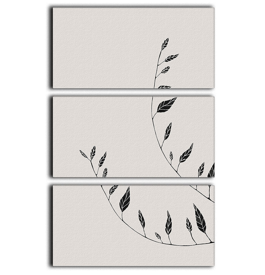 Wavy Branches 3 Split Panel Canvas Print showcasing elegant design with three panels featuring intricate branch patterns.