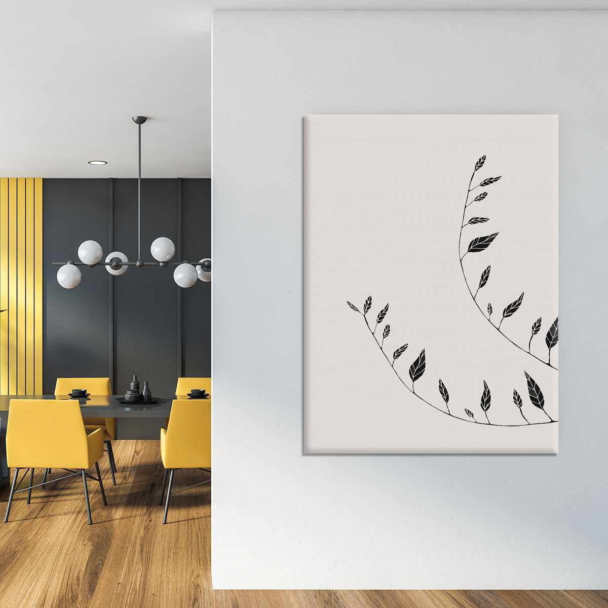 Wavy Branches Canvas Print showcasing elegant, flowing branches on a textured background, perfect for modern home decor.