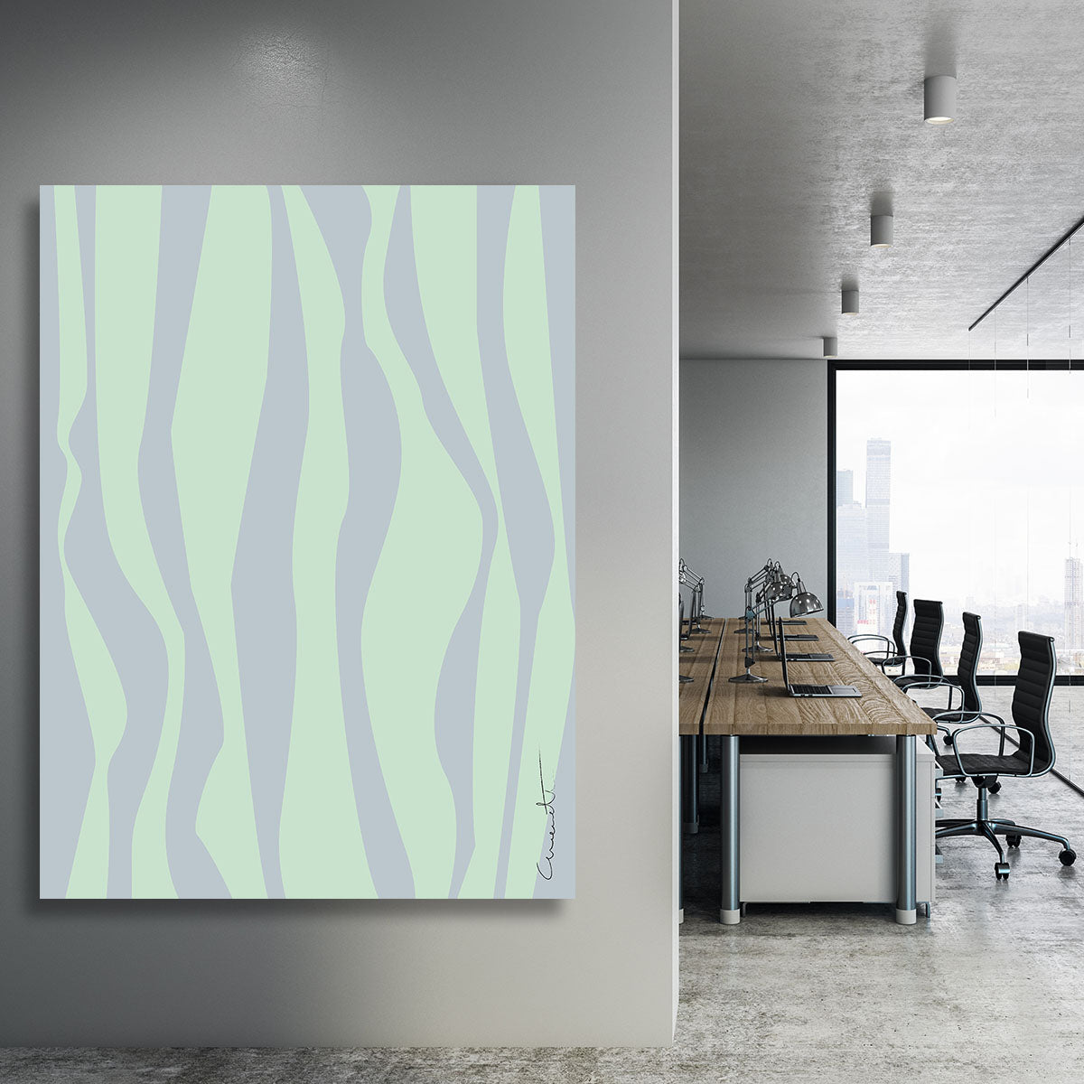 Wavy Stripes Canvas Print featuring vibrant colors and modern design, perfect for home decor.