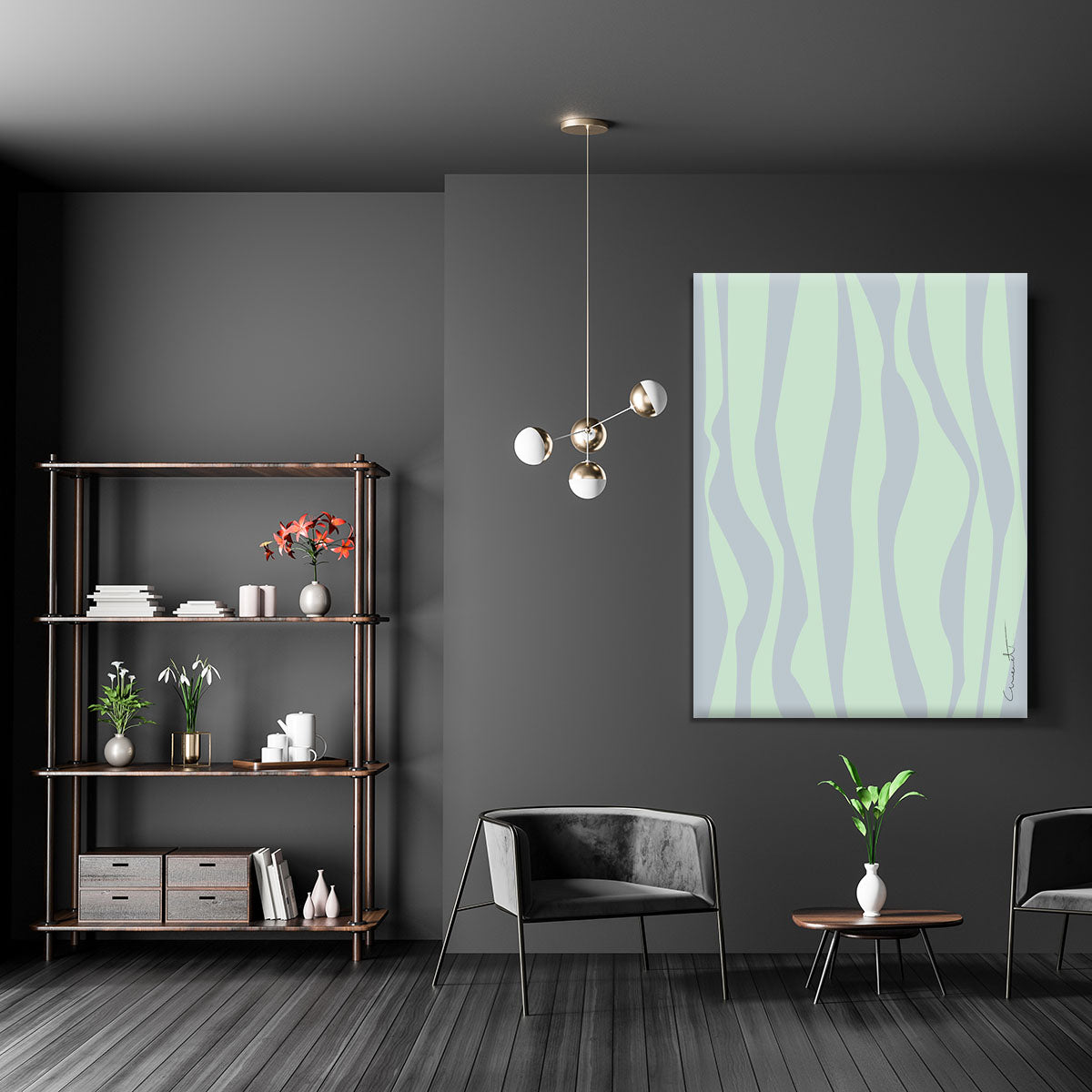 Wavy Stripes Canvas Print featuring vibrant colors and modern design, perfect for home decor.