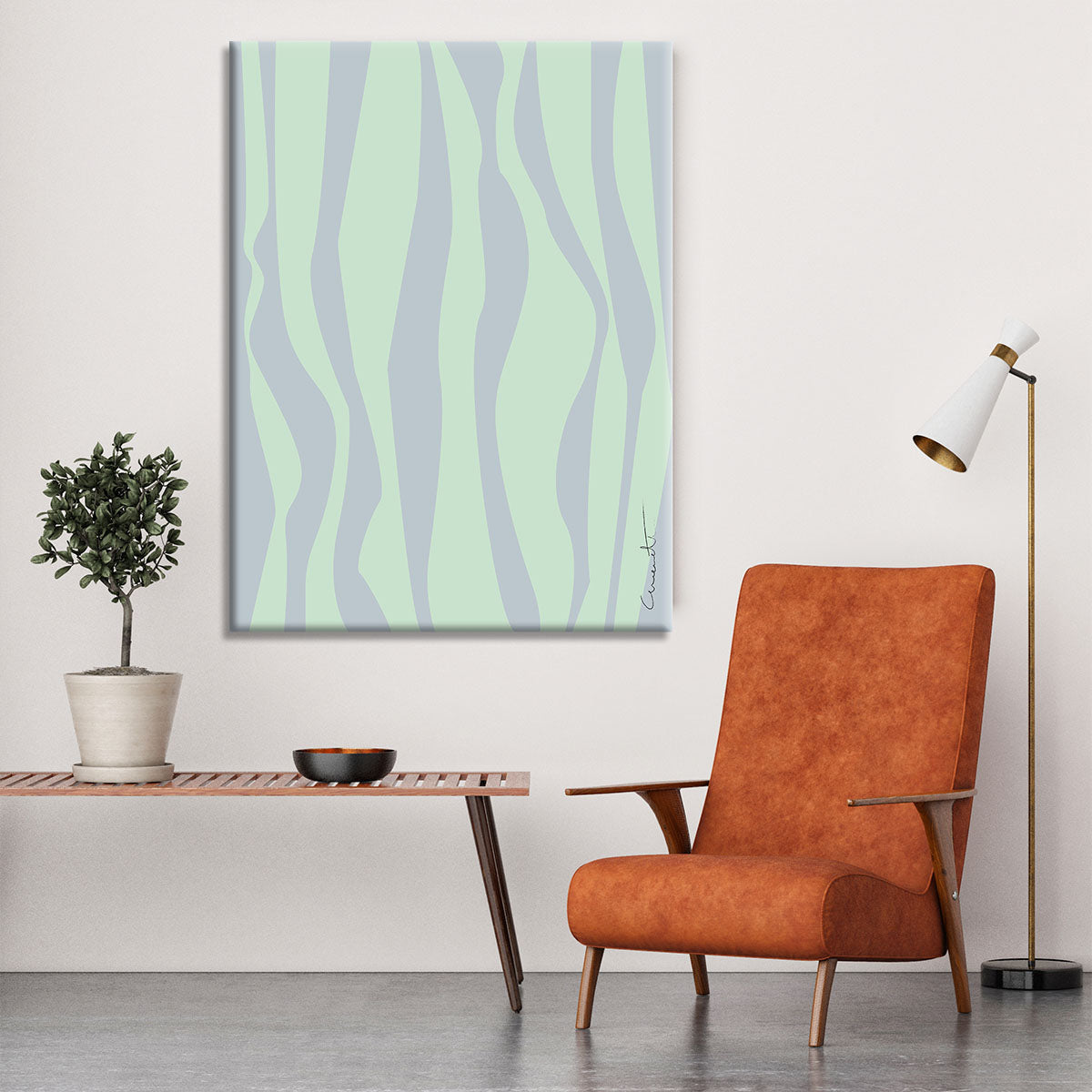 Wavy Stripes Canvas Print featuring vibrant colors and modern design, perfect for home decor.