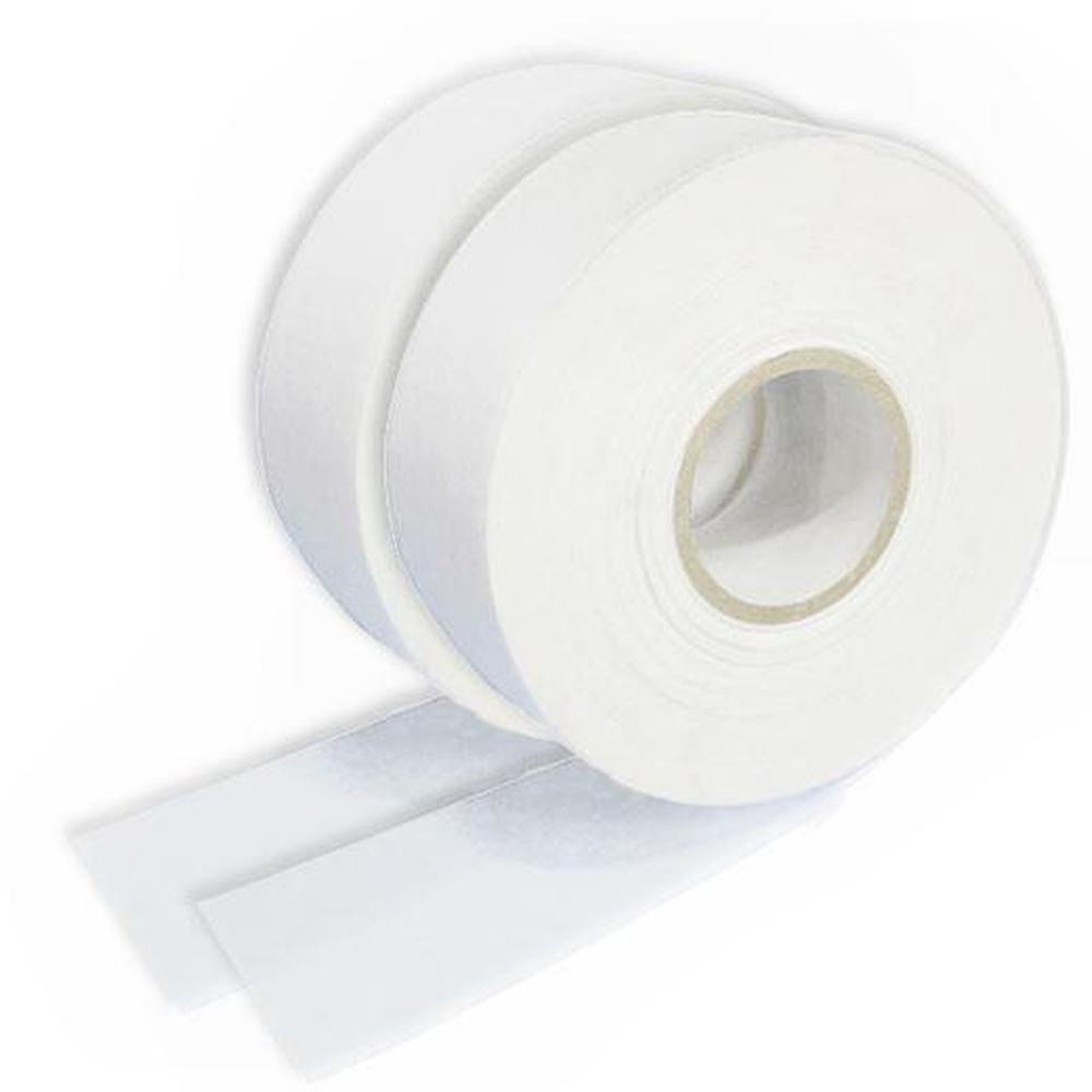 A pack of non-woven disposable wax strips for hair removal, showcasing both pre-cut strips and a roll option, ideal for all body areas.