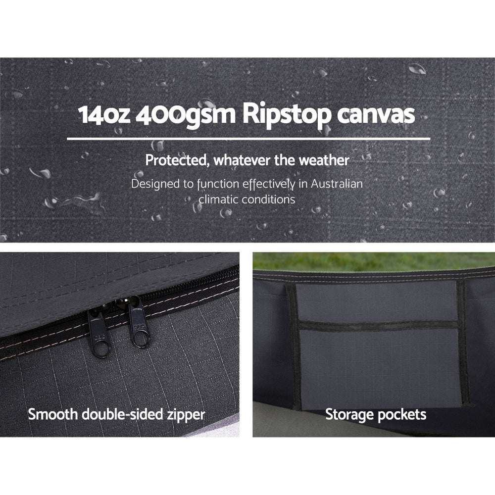 Weisshorn Double Swag Camping Swags Deluxe Canvas Tent in Dark Grey, showcasing its durable ripstop canvas and spacious design.