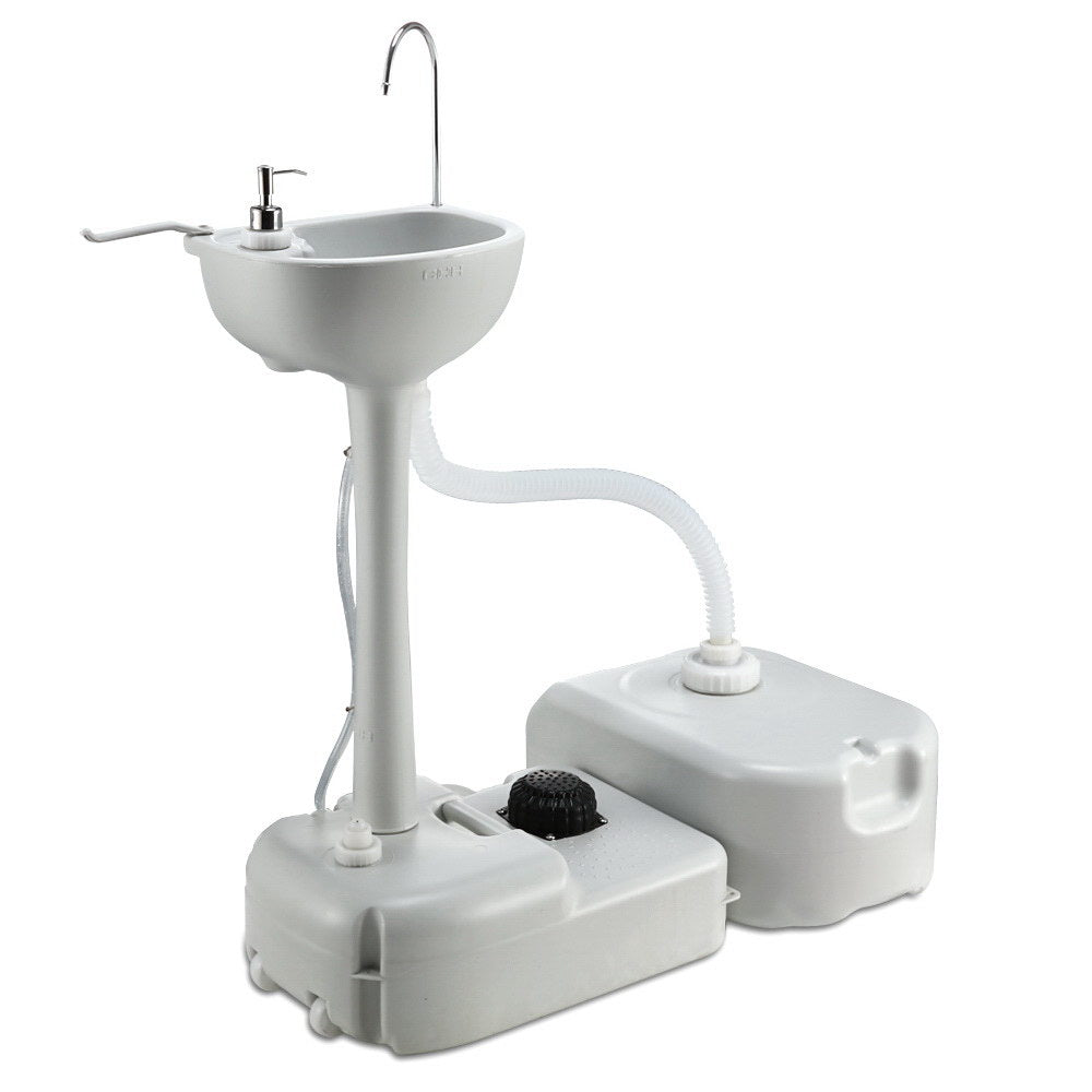 Weisshorn Portable Camping Wash Basin with hands-free faucet and soap holder, ideal for outdoor hygiene.