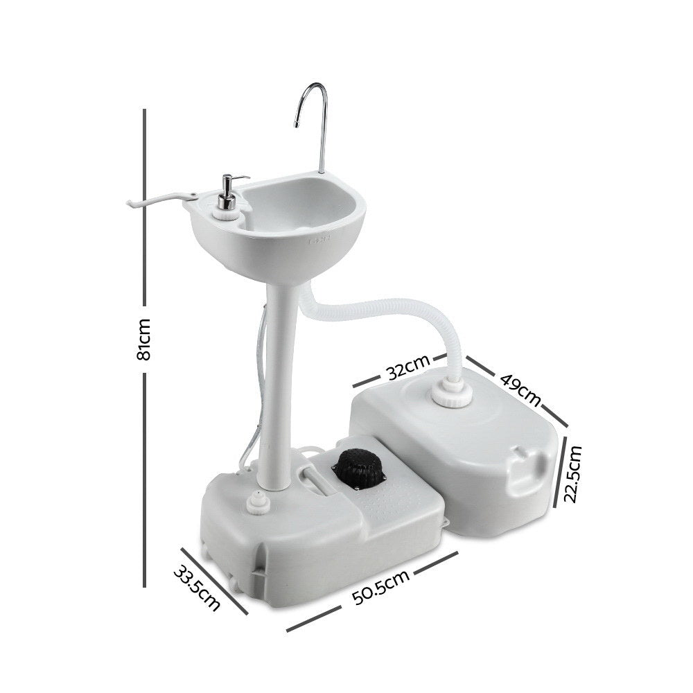 Weisshorn Portable Camping Wash Basin with hands-free faucet and soap holder, ideal for outdoor hygiene.