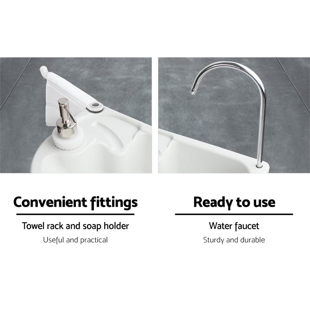 Weisshorn Portable Camping Wash Basin with hands-free faucet and soap holder, ideal for outdoor hygiene.